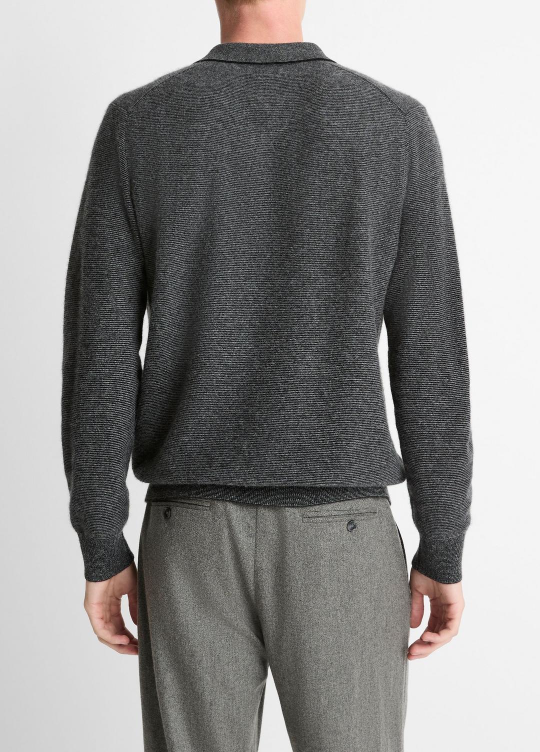 Feed Stripe Plush Cashmere Johnny-Collar Sweater in Cashmere