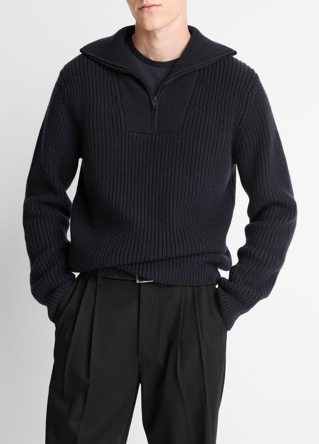 Heirloom Shaker Wool-Cashmere Quarter-Zip Sweater in Quarter Zip