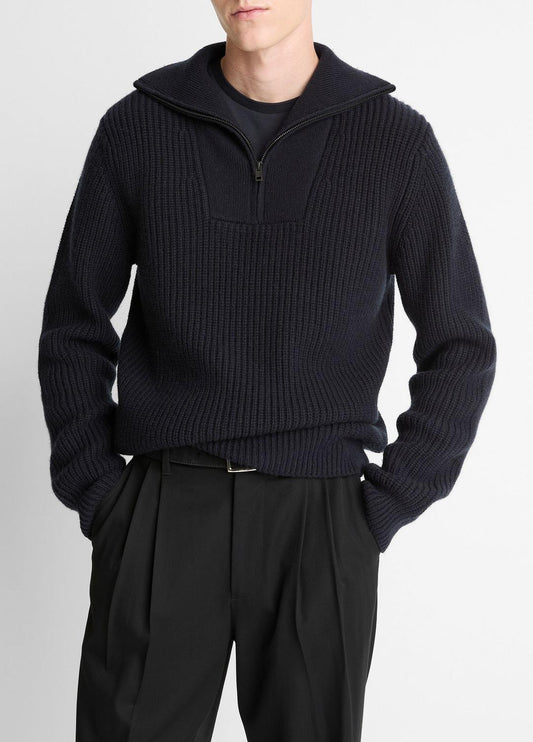 Heirloom Shaker Wool-Cashmere Quarter-Zip Sweater in Quarter Zip