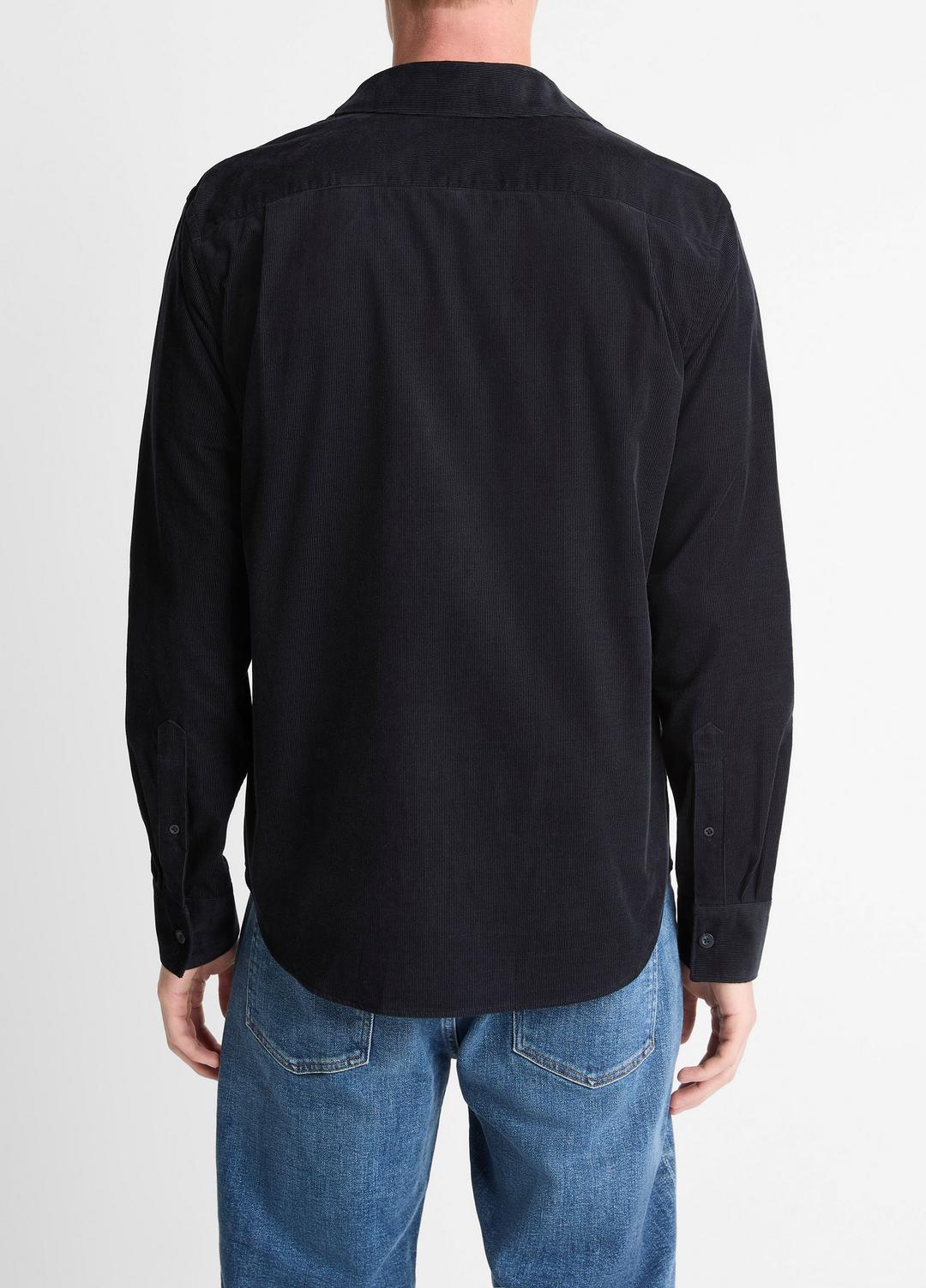 Italian Cotton Corduroy Button-Front Shirt in Long Sleeve
