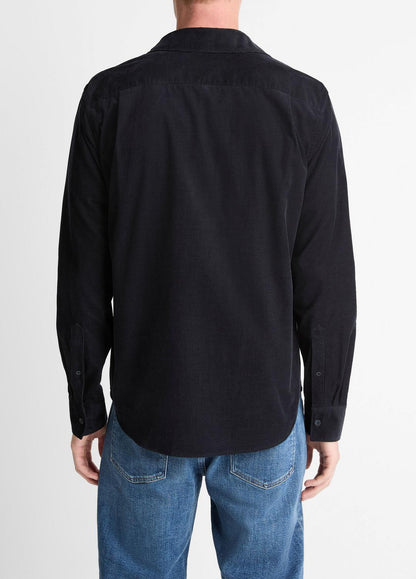 Italian Cotton Corduroy Button-Front Shirt in Long Sleeve