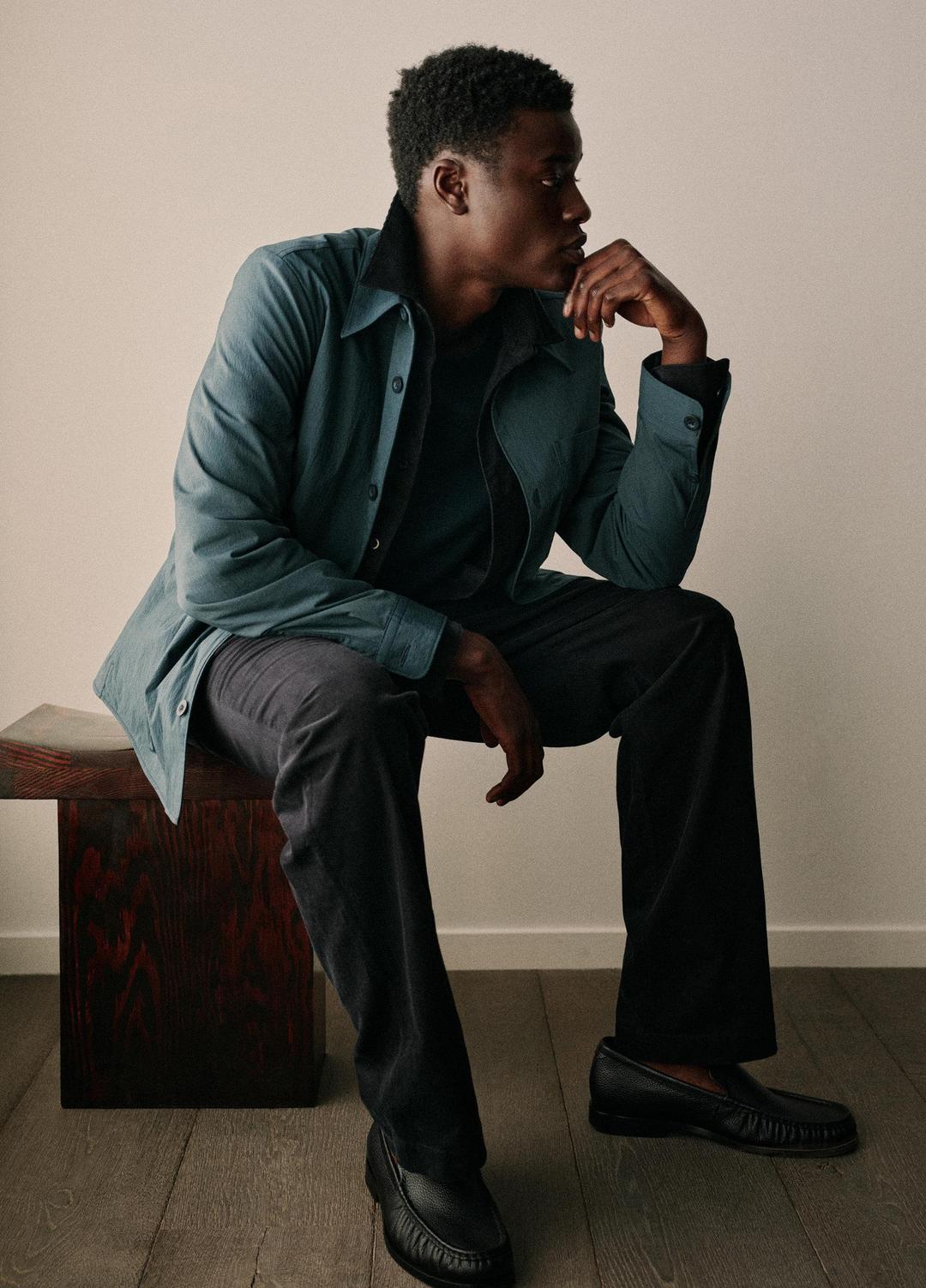 Italian Cotton Corduroy Button-Front Shirt in Long Sleeve