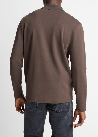 Milano Pima Cotton-Blend Johnny-Collar Shirt in Long Sleeve