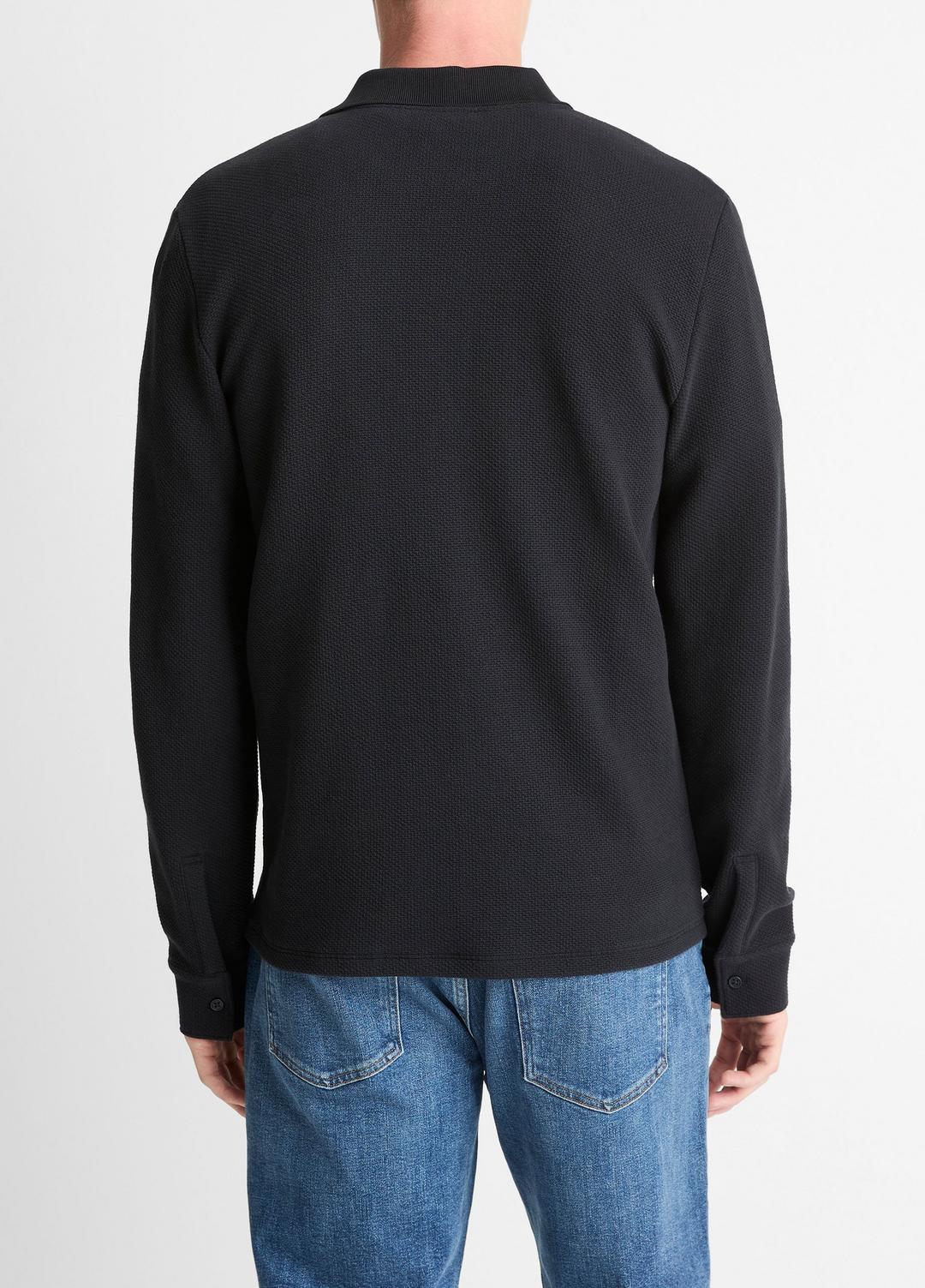 Basket-Weave Cotton Long-Sleeve Polo Shirt in Henleys & Polos