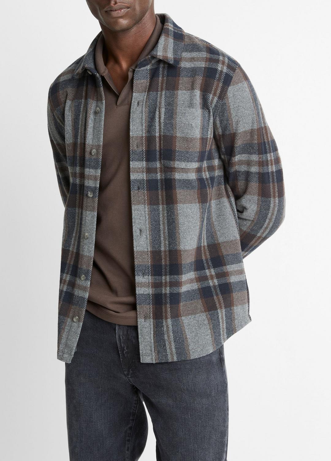 Plaid Cotton-Blend Shirt Jacket in Shirt Jackets
