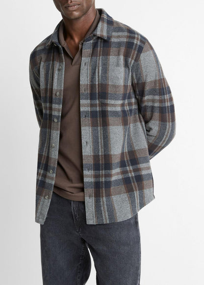 Plaid Cotton-Blend Shirt Jacket in Shirt Jackets