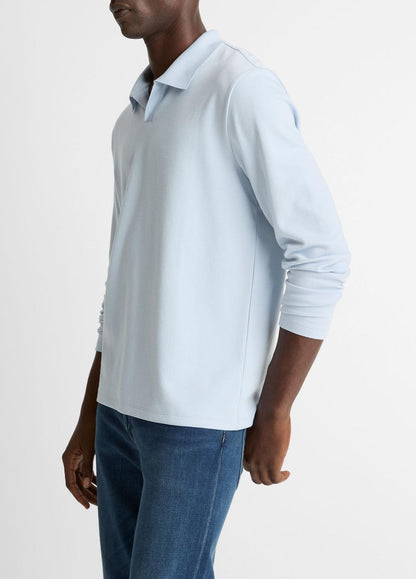 Milano Pima Cotton-Blend Johnny-Collar Shirt in Long Sleeve