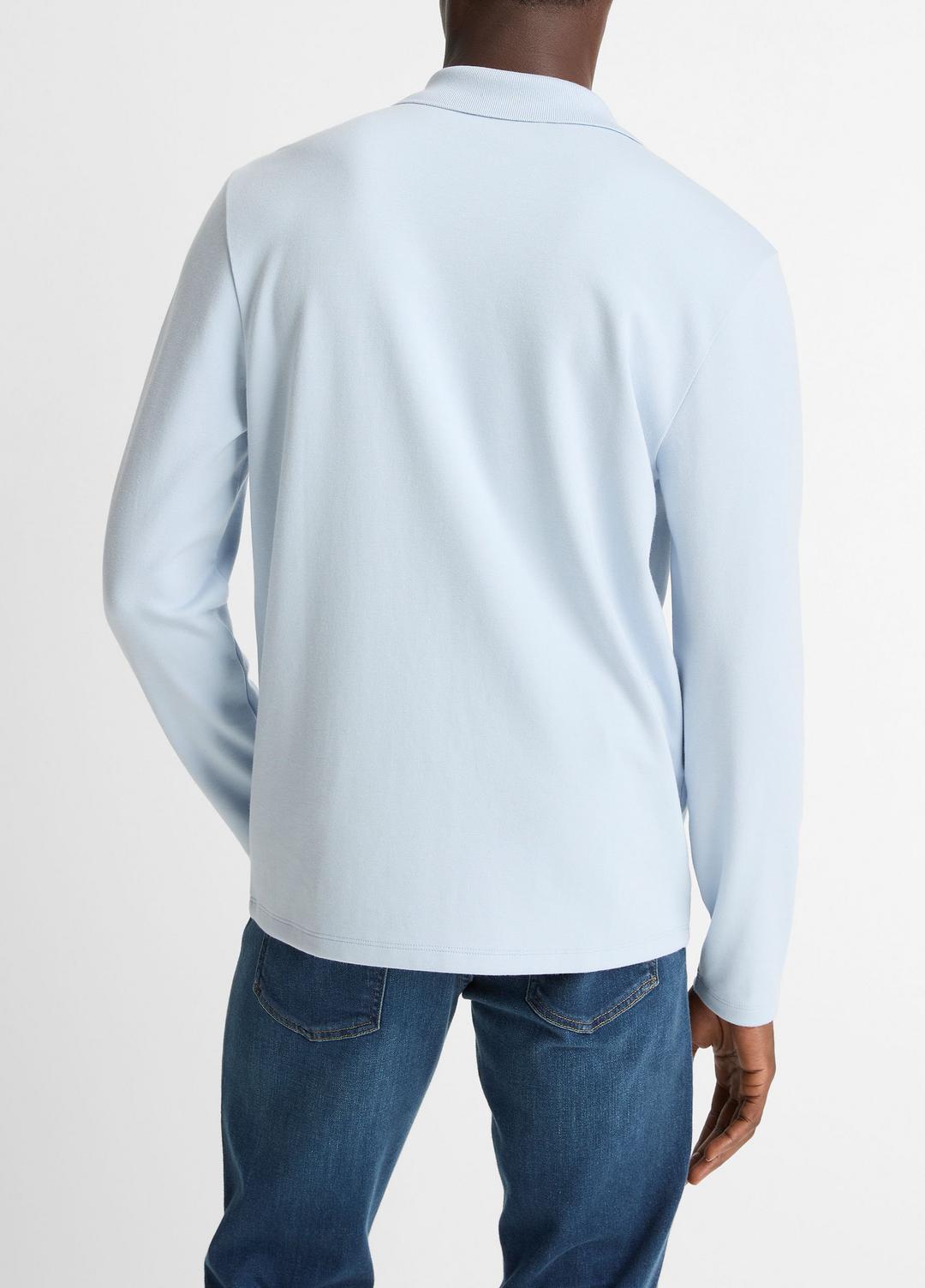 Milano Pima Cotton-Blend Johnny-Collar Shirt in Long Sleeve