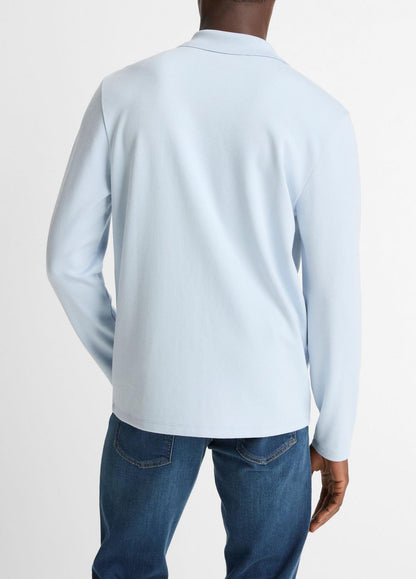 Milano Pima Cotton-Blend Johnny-Collar Shirt in Long Sleeve