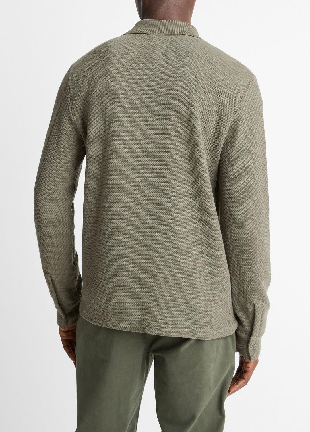 Basket-Weave Cotton Long-Sleeve Polo Shirt in Henleys & Polos