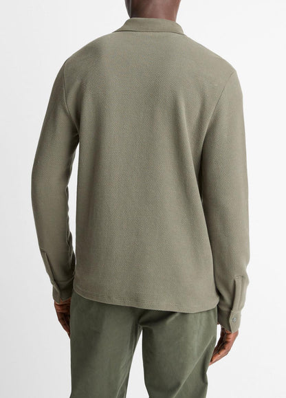 Basket-Weave Cotton Long-Sleeve Polo Shirt in Henleys & Polos