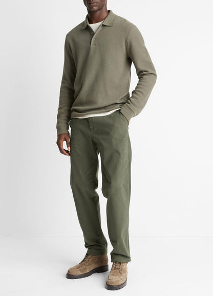 Basket-Weave Cotton Long-Sleeve Polo Shirt in Henleys & Polos