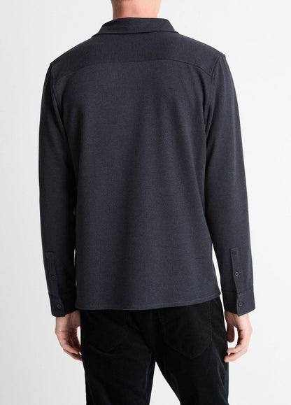Herringbone Cotton-Blend Button-Front Shirt in Long Sleeve