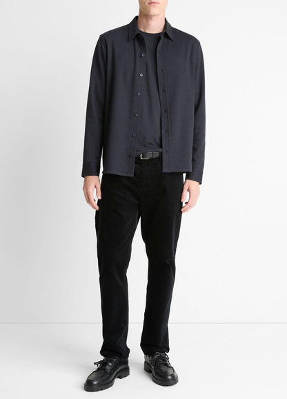 Herringbone Cotton-Blend Button-Front Shirt in Long Sleeve