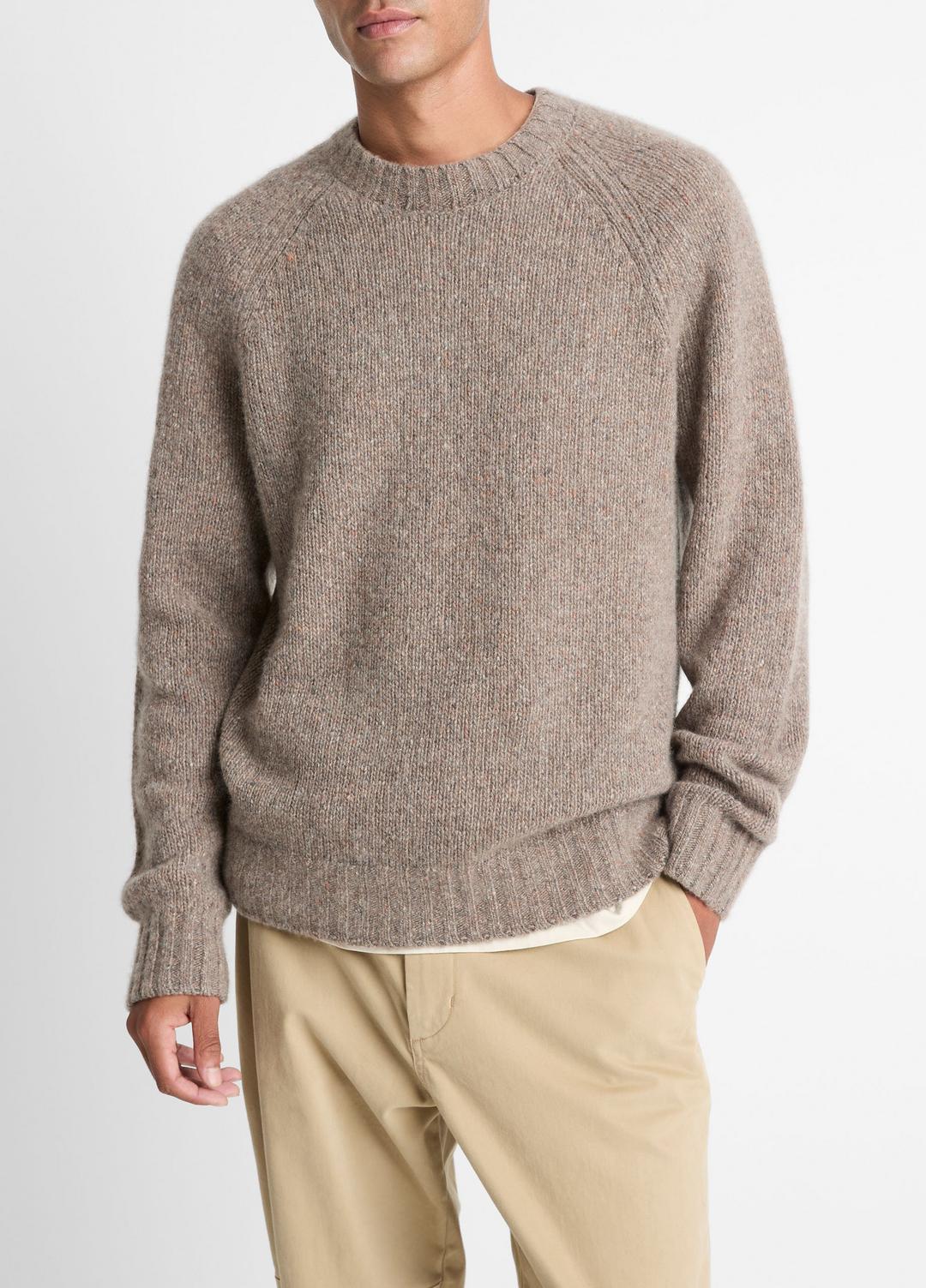 Donegal Cashmere Raglan-Sleeve Sweater in Crew Neck
