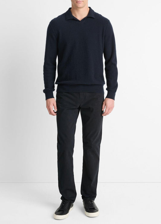 Plush Cashmere Johnny-Collar Polo in Sweaters