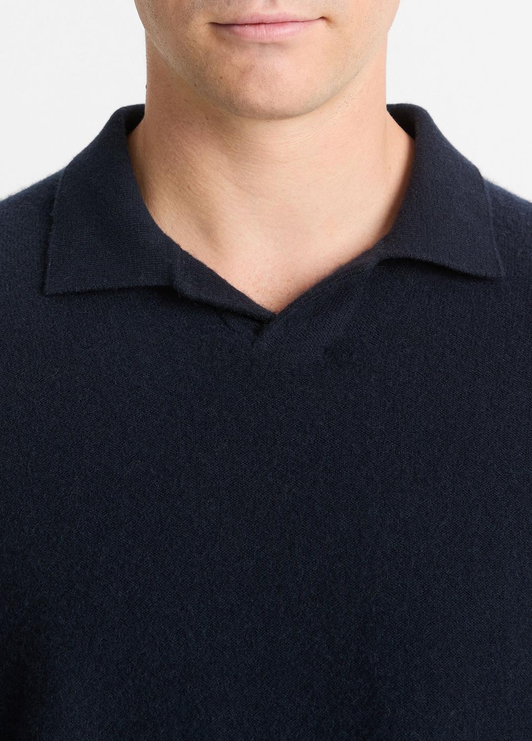 Plush Cashmere Johnny-Collar Polo in Sweaters