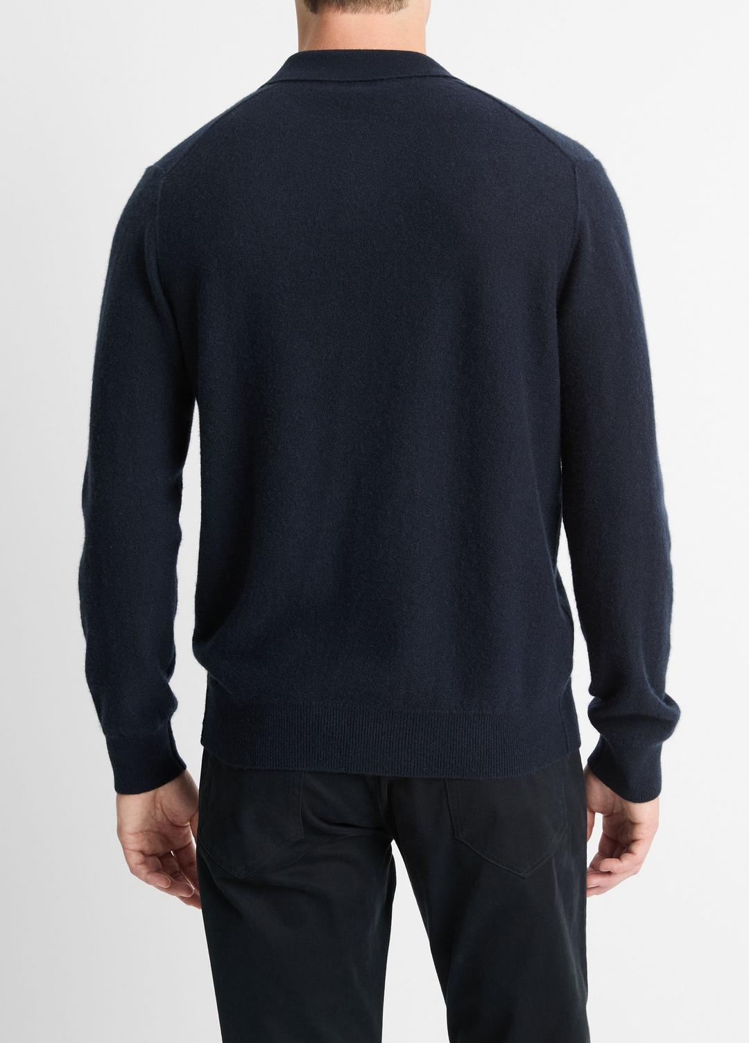 Plush Cashmere Johnny-Collar Polo in Sweaters