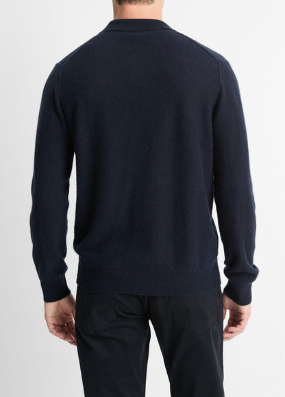 Plush Cashmere Johnny-Collar Polo in Sweaters