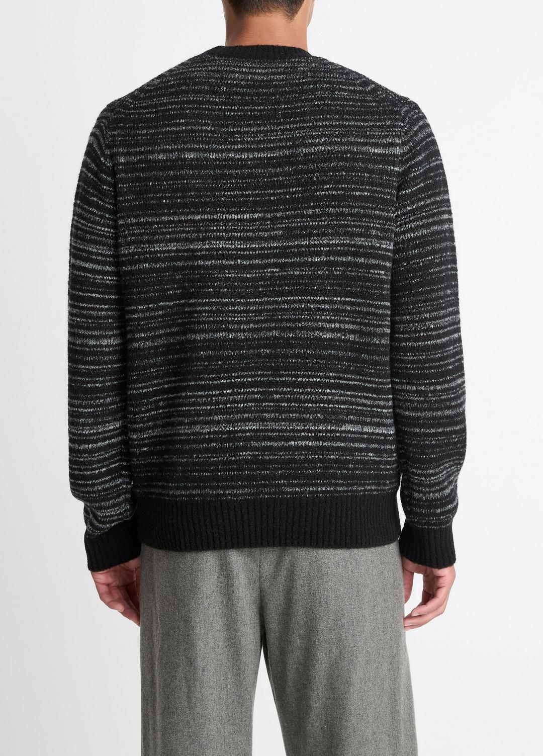 Marled Stripe Merino Wool-Blend Sweater in Crew Neck