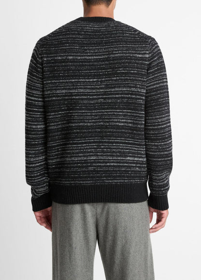 Marled Stripe Merino Wool-Blend Sweater in Crew Neck
