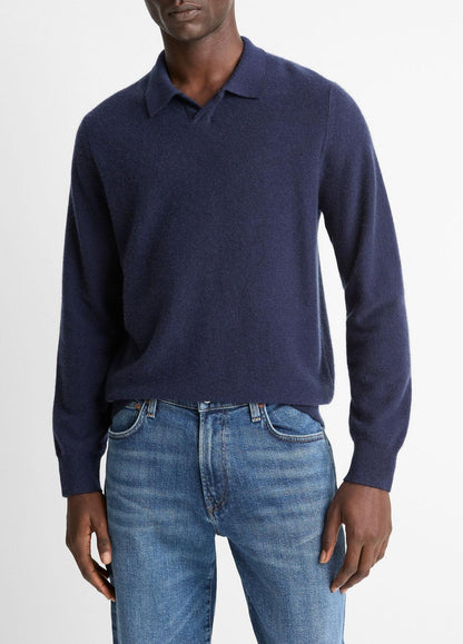 Feed Stripe Plush Cashmere Johnny-Collar Sweater in Cashmere
