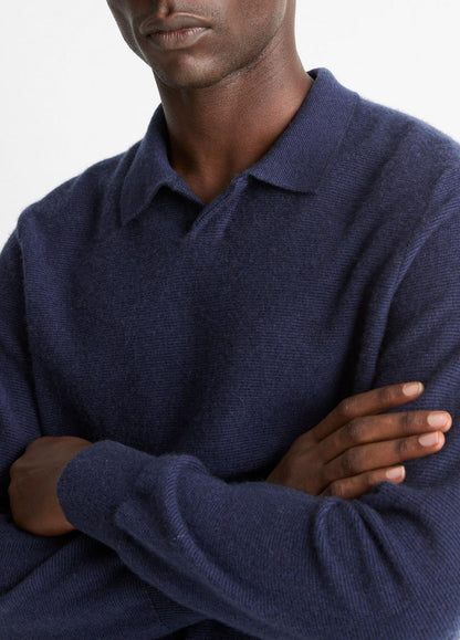 Feed Stripe Plush Cashmere Johnny-Collar Sweater in Cashmere