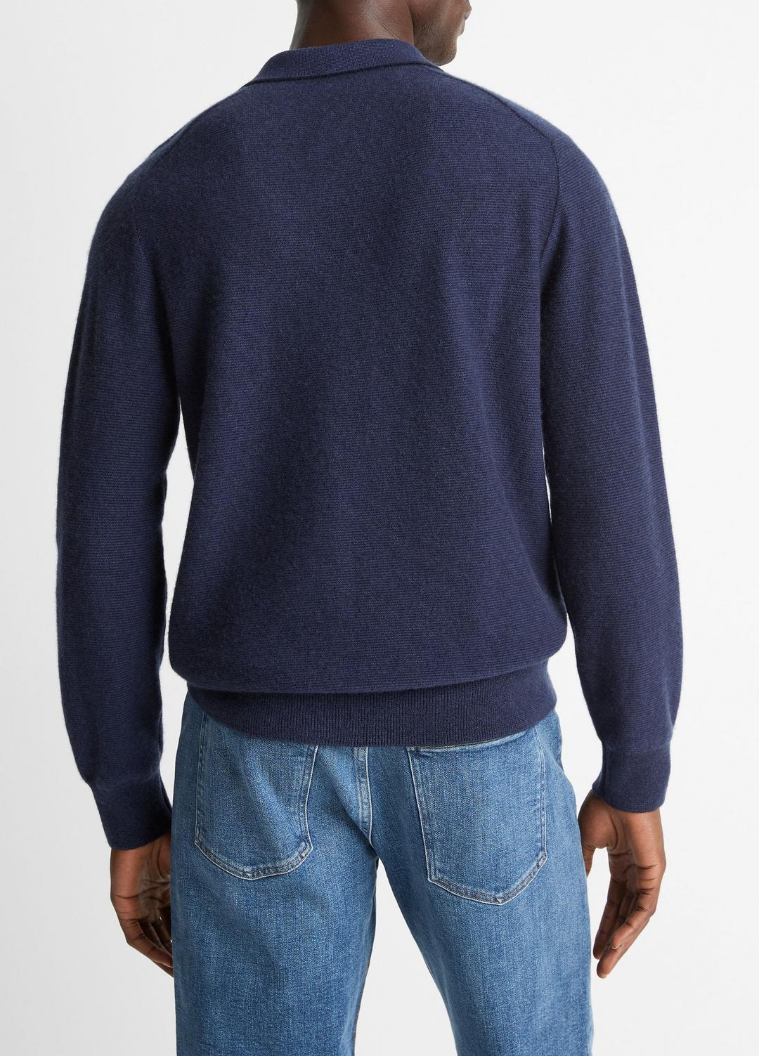 Feed Stripe Plush Cashmere Johnny-Collar Sweater in Cashmere