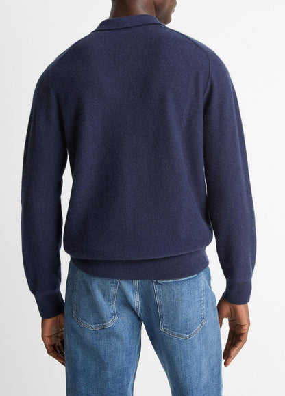 Feed Stripe Plush Cashmere Johnny-Collar Sweater in Cashmere