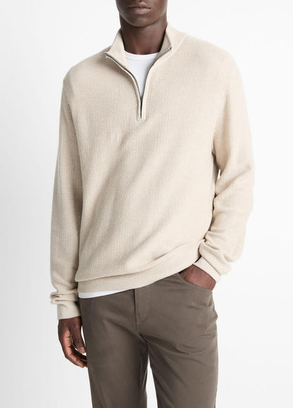 Geo-Jacquard Wool-Blend Quarter-Zip Sweater in Quarter Zip