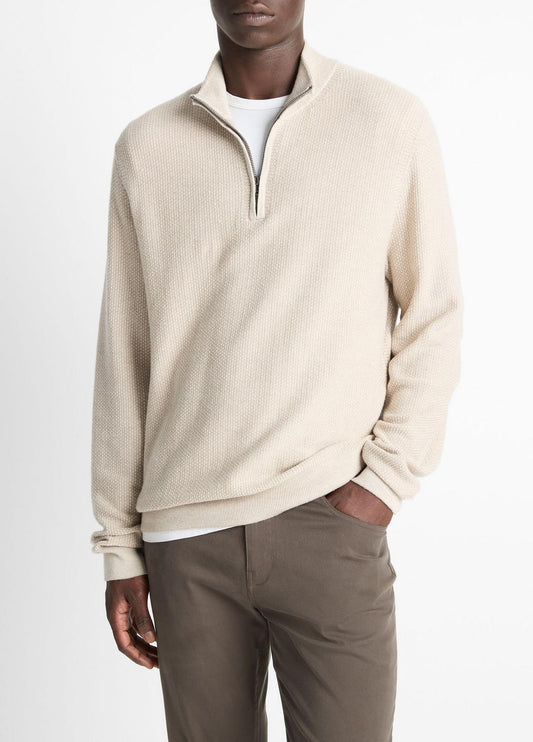 Geo-Jacquard Wool-Blend Quarter-Zip Sweater in Quarter Zip