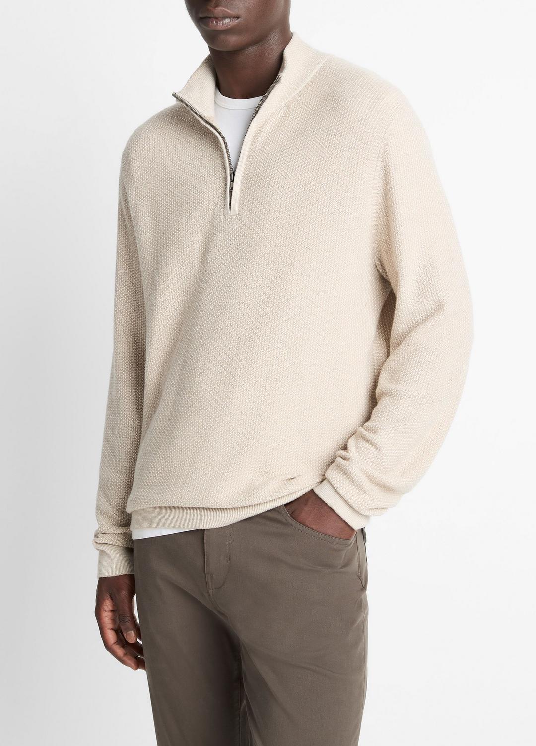 Geo-Jacquard Wool-Blend Quarter-Zip Sweater in Quarter Zip