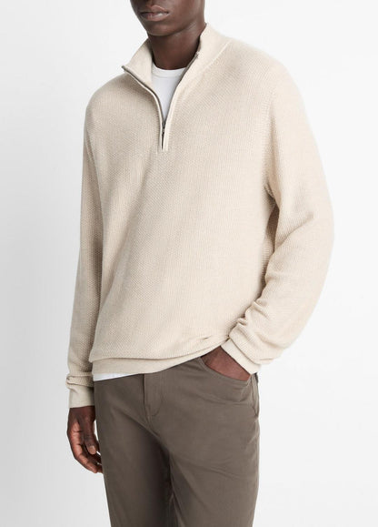 Geo-Jacquard Wool-Blend Quarter-Zip Sweater in Quarter Zip