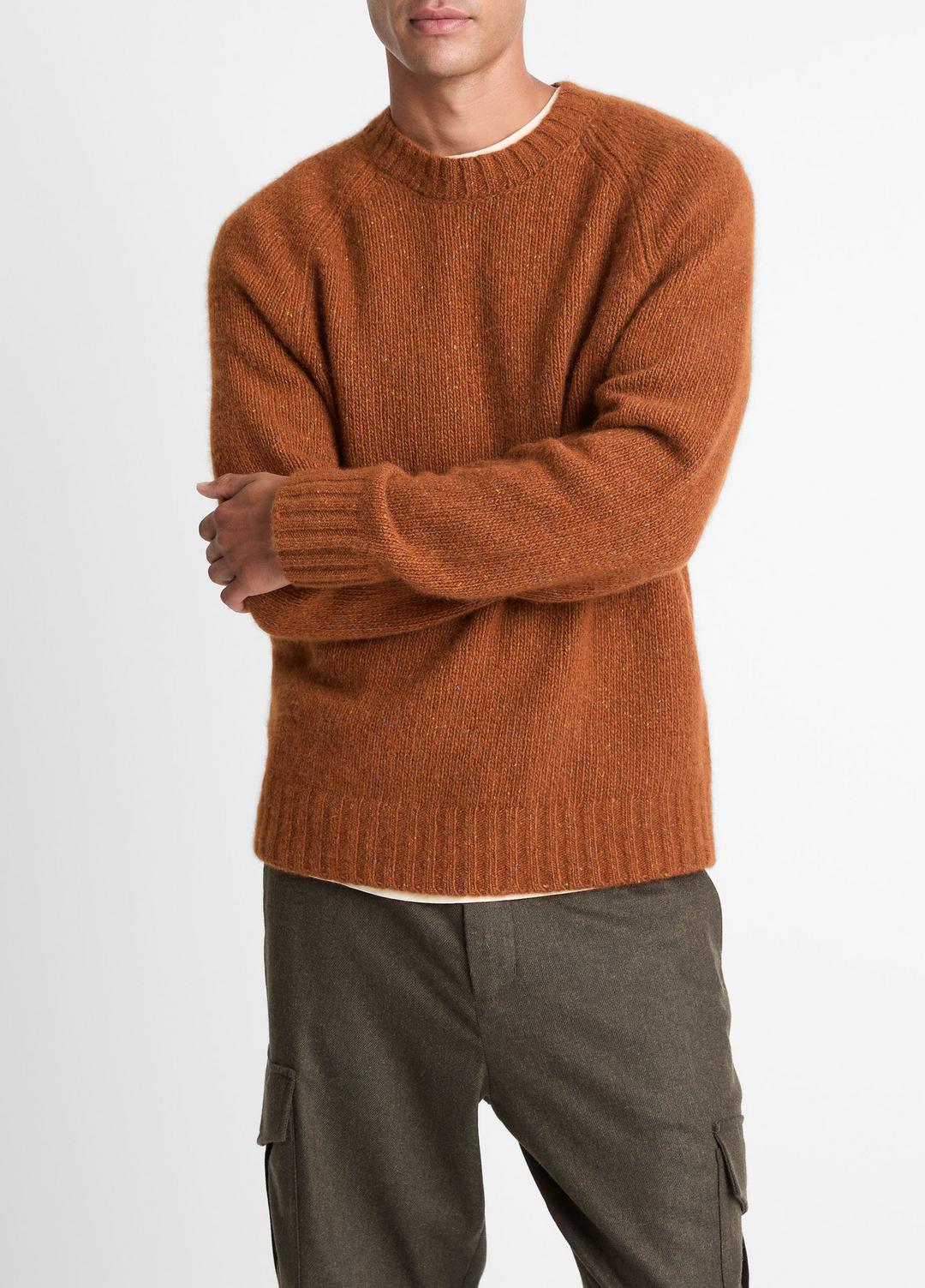 Donegal Cashmere Raglan-Sleeve Sweater in Crew Neck