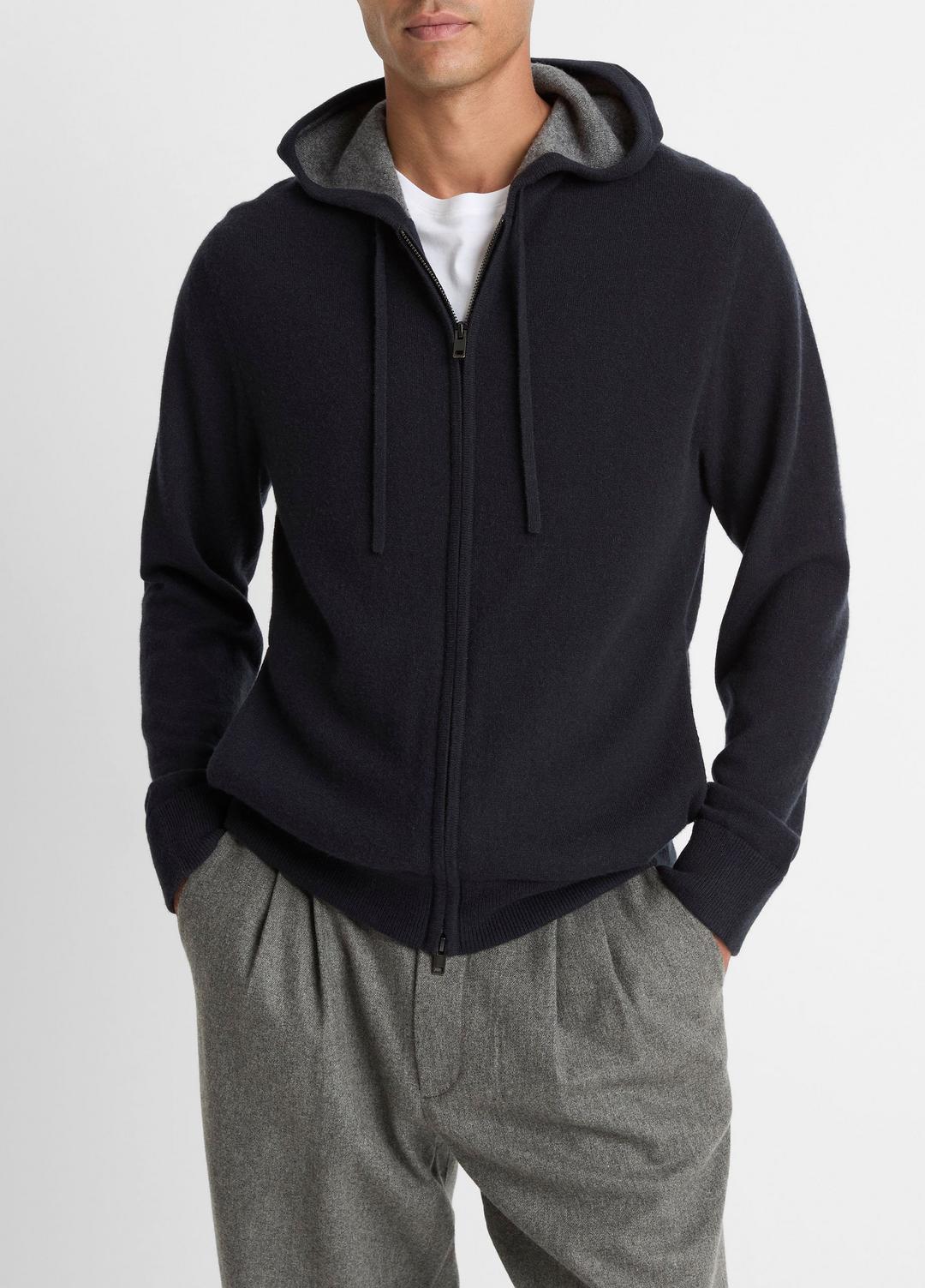 Cashmere Zip-Front Hoodie in Cashmere