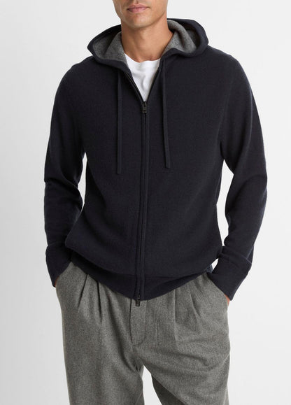 Cashmere Zip-Front Hoodie in Cashmere