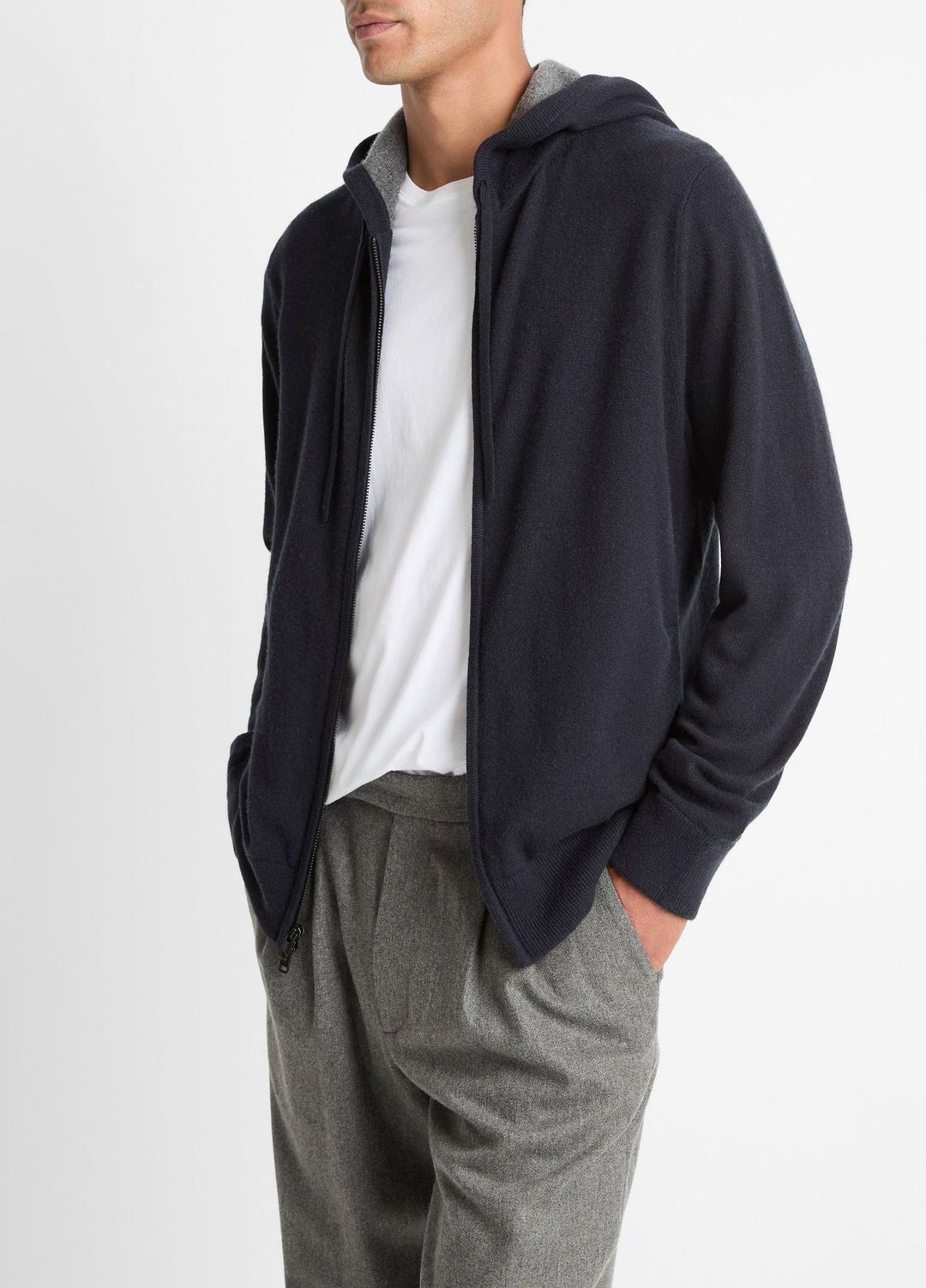 Cashmere Zip-Front Hoodie in Cashmere