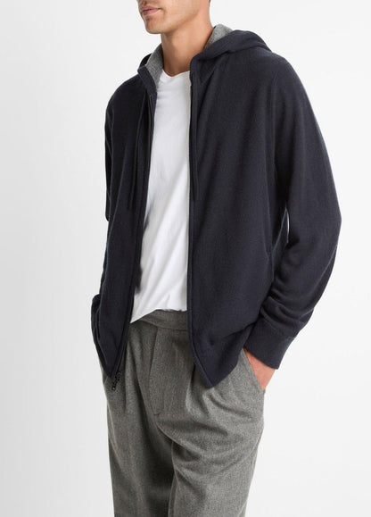 Cashmere Zip-Front Hoodie in Cashmere
