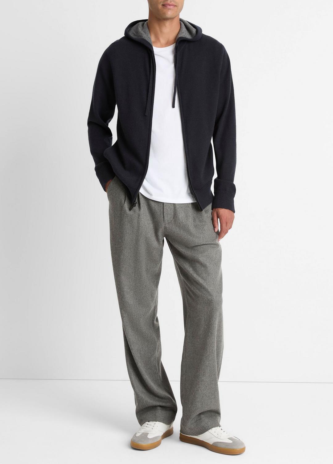 Cashmere Zip-Front Hoodie in Cashmere