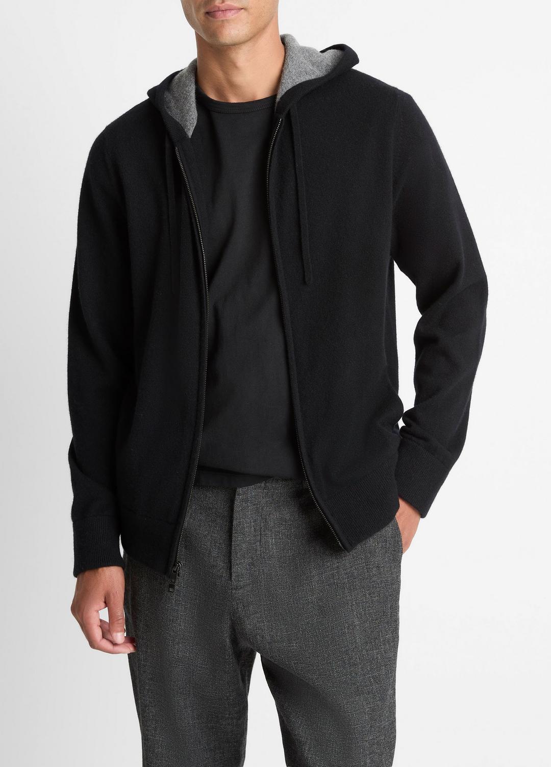 Cashmere Zip-Front Hoodie in Cashmere