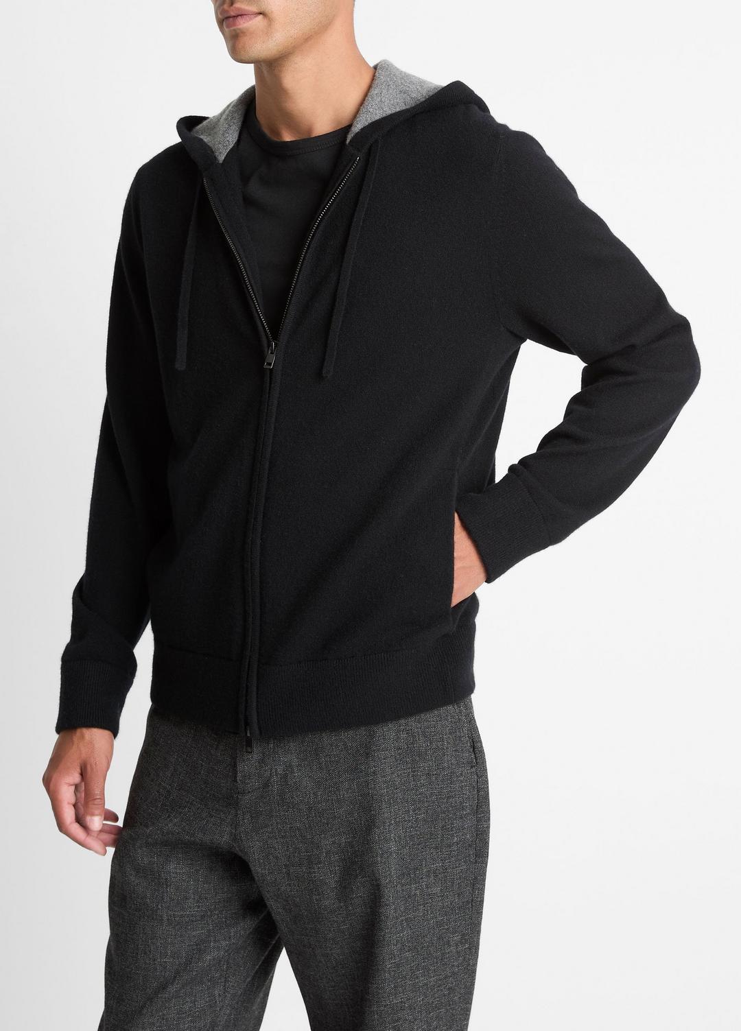 Cashmere Zip-Front Hoodie in Cashmere