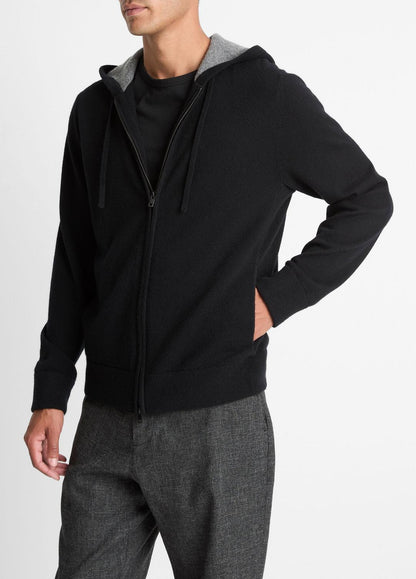 Cashmere Zip-Front Hoodie in Cashmere