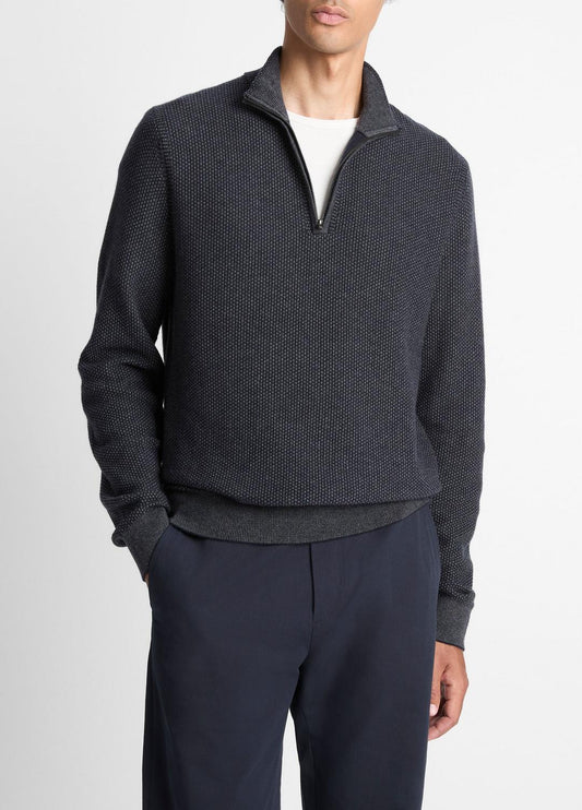 Geo-Jacquard Wool-Blend Quarter-Zip Sweater in Quarter Zip