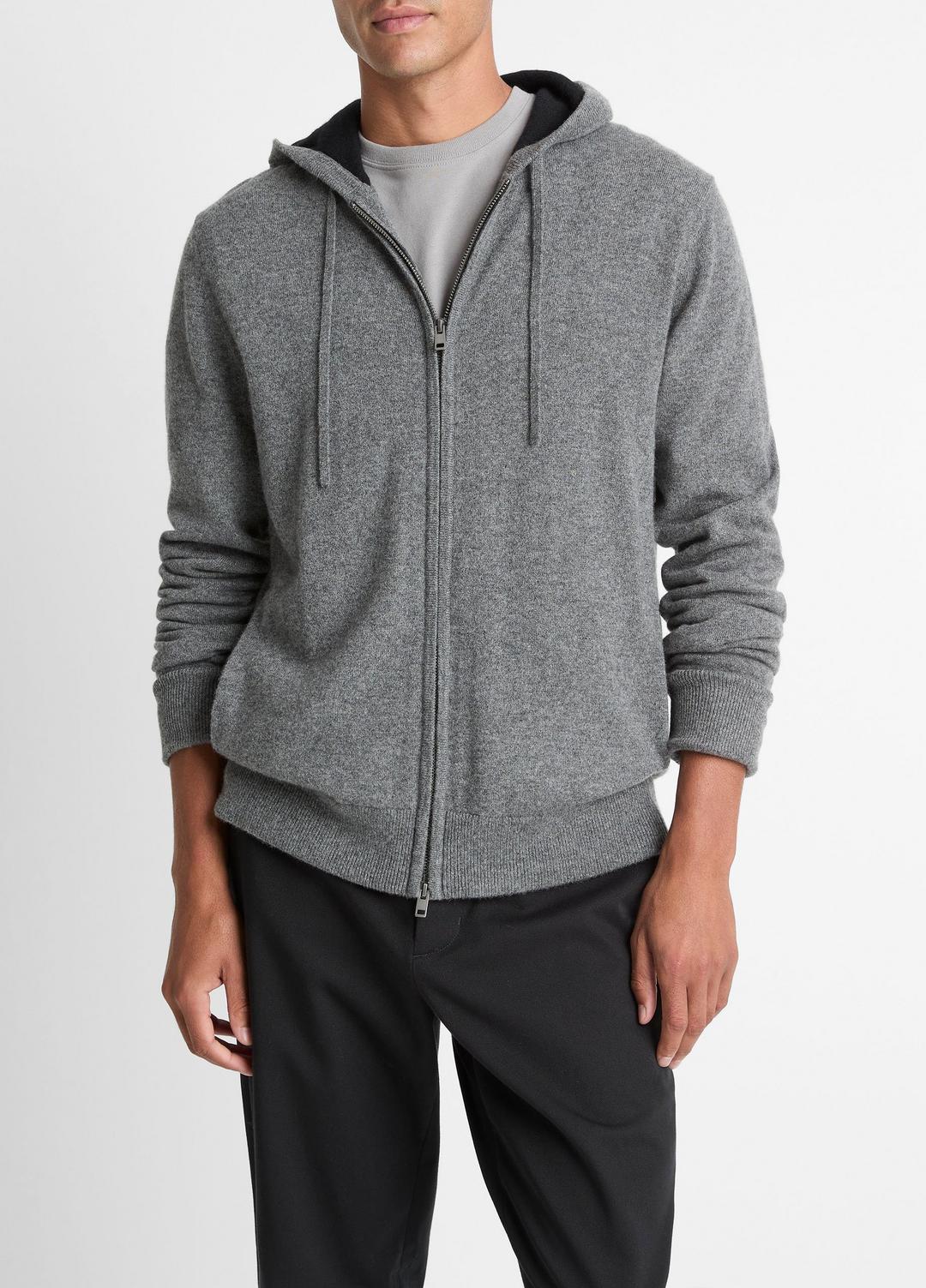 Cashmere Zip-Front Hoodie in Cashmere