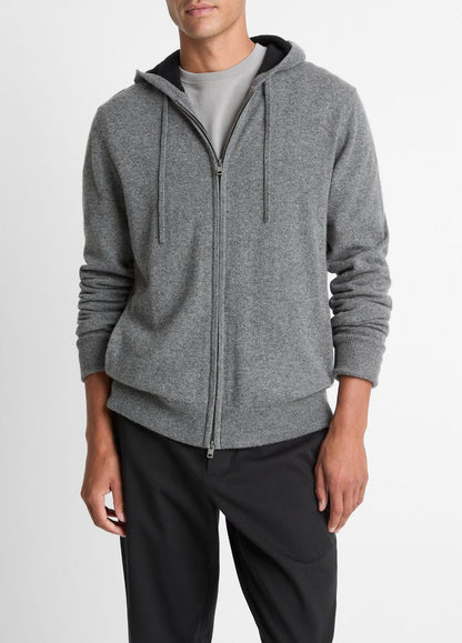 Cashmere Zip-Front Hoodie in Cashmere