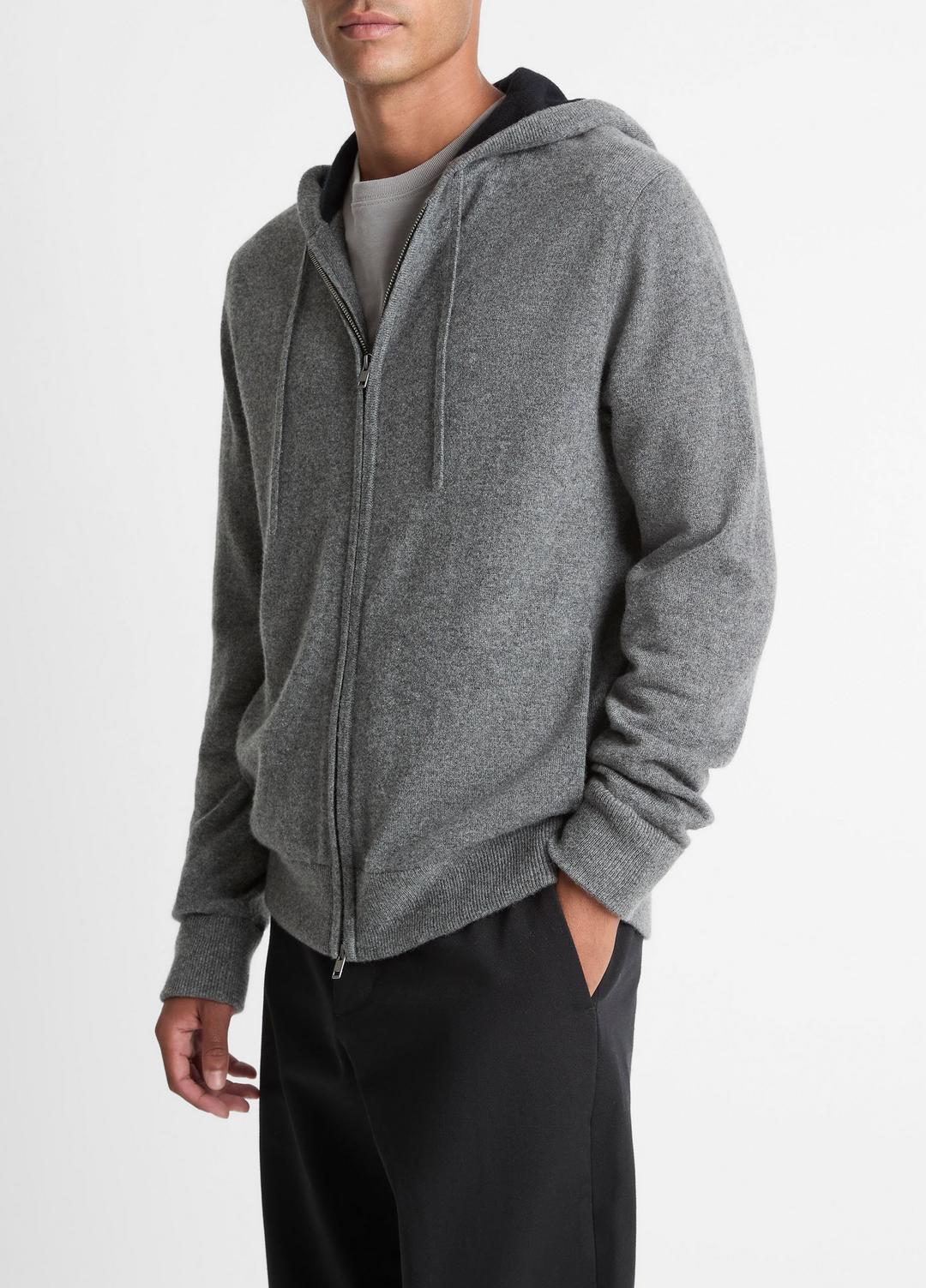 Cashmere Zip-Front Hoodie in Cashmere