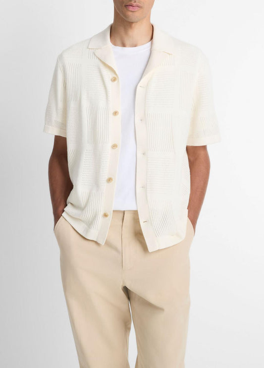 Patchwork Pointelle Short-Sleeve Shirt in Short Sleeve