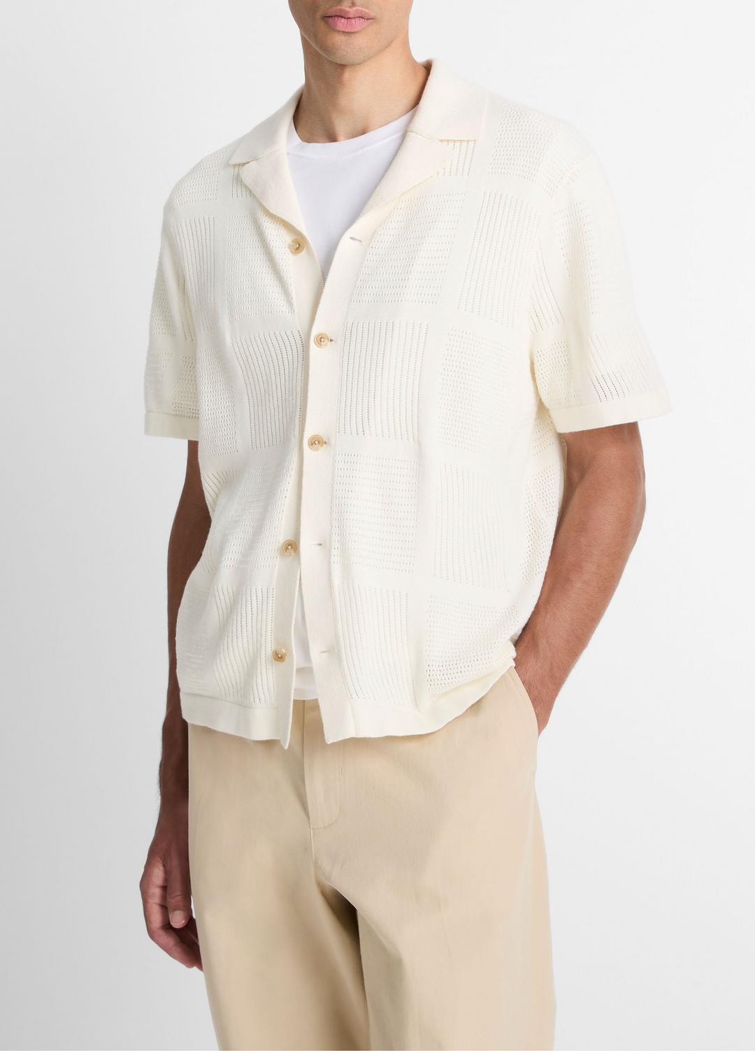 Patchwork Pointelle Short-Sleeve Shirt in Short Sleeve