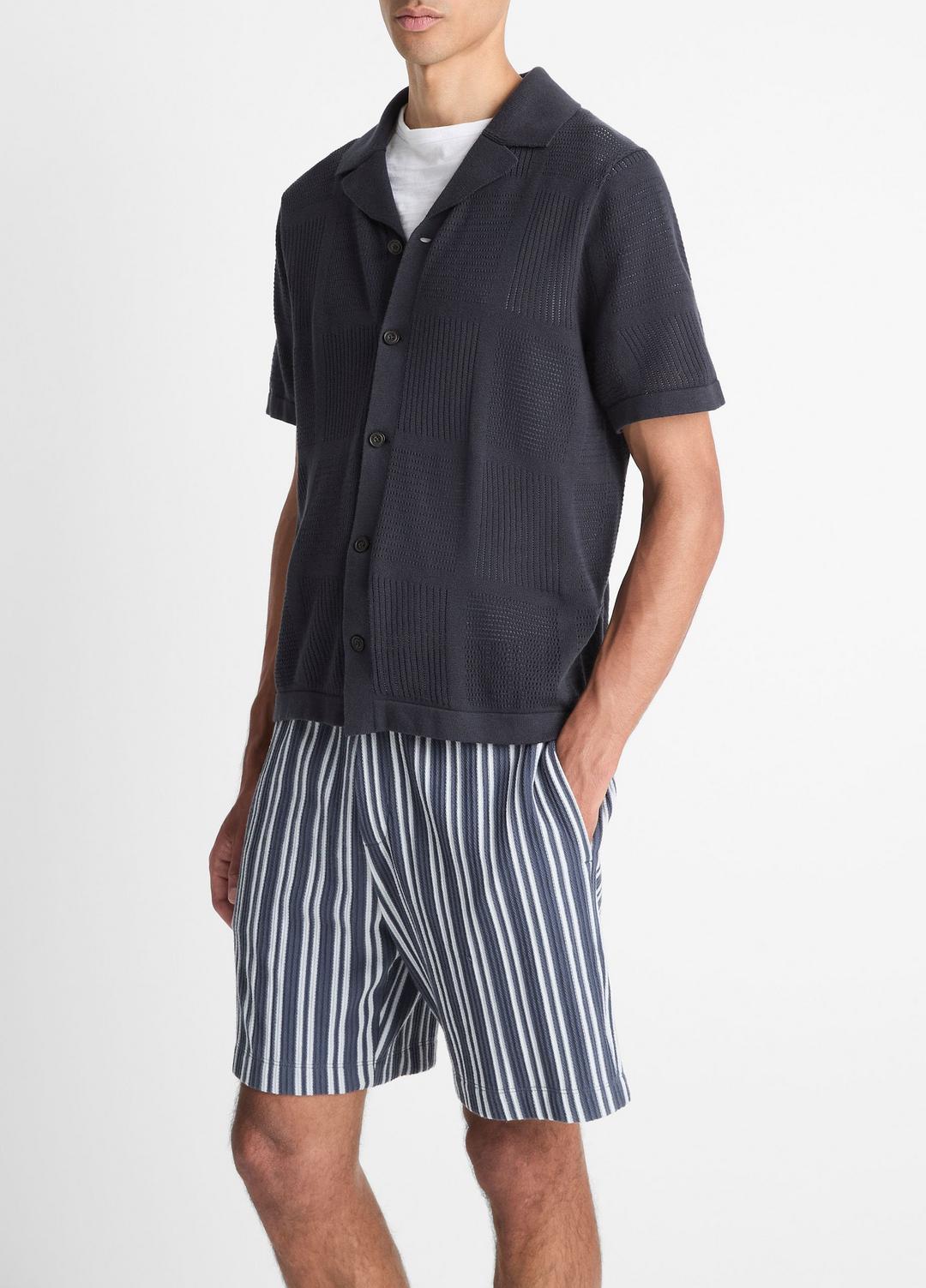 Patchwork Pointelle Short-Sleeve Shirt in Short Sleeve