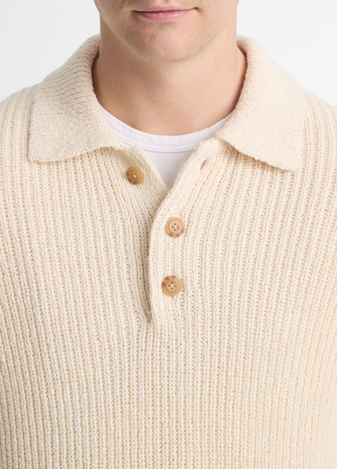 Shaker Italian Cotton-Blend Polo Sweater in Sweaters